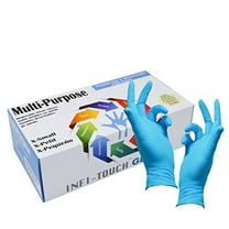 Infi-Touch, Multi Purpose Heavy Duty, Blue Nitrile Gloves, 9.5" Length, Powder Free, (100 Gloves Count Bag) - Medium