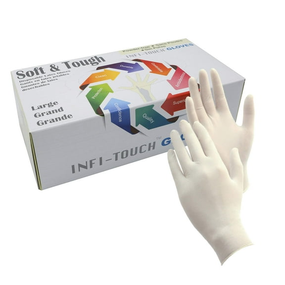 Infi-Touch Soft & Tough Gloves Latex Powder Free 9.5" Length 100 Count - Medium