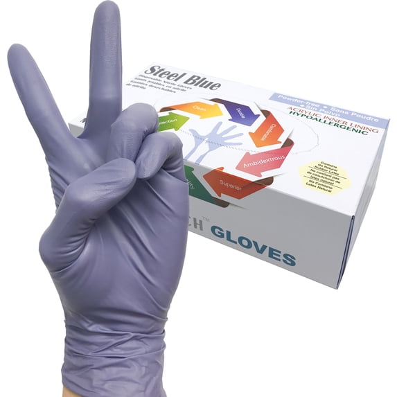 Infi-Touch Steel Blue, Nitrile Disposable Gloves, Hypoallergenic, 100 Count (Size Small)