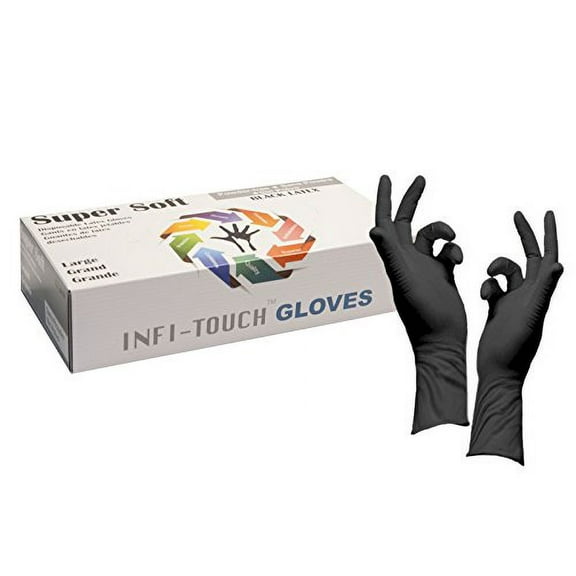 Infi-Touch Strong & Tough Heavy Duty Powder Free Nitrile Black Latex Glove 12" 50 Count