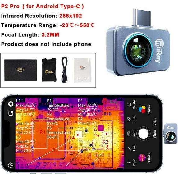 InfiRay P2 Pro Thermal Imager 256x192 IR High Resolution No Magnetic Macro Lens P2 Pro Android Type C