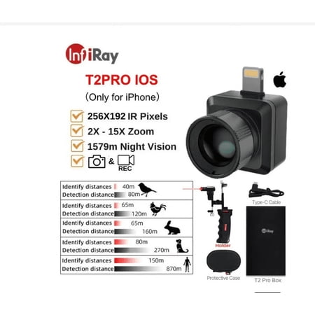 InfiRay T2 Pro Thermal Camera for iPhone Phone Infrared Thermal Imager Hunting Monocular Night Vision 15X Zoom Scope