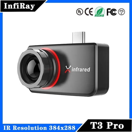 InfiRay T3 Pro Mini Thermal Scope Infrared Camera Thermal Imager for Android Mobile Phone 384x288 Pixel Thermographic Camera( T3 Pro Without Holder)