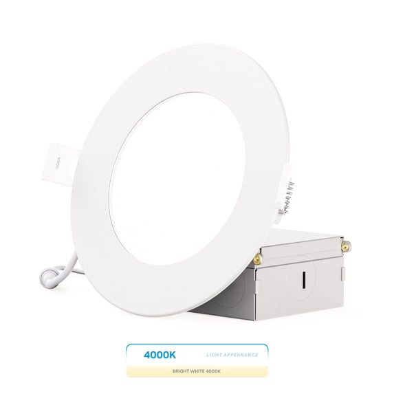 INFIBRITE 4 Inch 4000K Cool White 9W 750LM Thin LED Ceiling Light Kit, Dimmable, Wet Rated