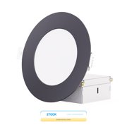 Infibrite 4 Inch Ultra-Thin Recessed LED Downlight, 9W 750LM, 2700K Soft White, Black Trim, Wet Rated, Triac Dimmable, ETL, FCC, Energy Star, 6 Pack