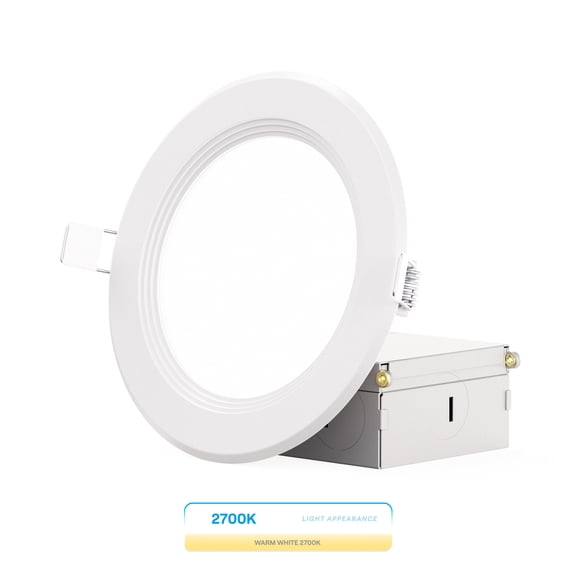 Infibrite 4 Inch Ultra-Thin Recessed LED Downlight, 9W 750LM, 2700K Soft White, White Trim, Baffle Trim, Wet Rated, Triac Dimmable, ETL, FCC, Energy Star, (24 Pack)