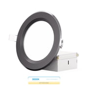 Infibrite 4 Inch Ultra-Thin Recessed LED Downlight, 9W 750LM, 3000K Warm White, Black Trim, Baffle Trim, Wet Rated, Triac Dimmable, ETL, FCC, Energy Star, 12 Pack
