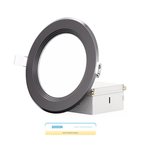 Infibrite 4 Inch Ultra-Thin Recessed LED Downlight, 9W 750LM, 3000K Warm White, Black Trim, Baffle Trim, Wet Rated, Triac Dimmable, ETL, FCC, Energy Star, (24 Pack)
