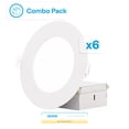 thumbnail image 1 of Infibrite 4 Inch Ultra-Thin Recessed LED Downlight, 9W 750LM, 3000K Warm White, White Trim, Wet Rated, Triac Dimmable, ETL, FCC, Energy Star, (6 Pack), 1 of 9