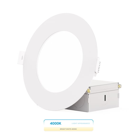 Infibrite 4 Inch Ultra-Thin Recessed LED Downlight, 9W 750LM, 4000K Cool White, White Trim, Wet Rated, Triac Dimmable, ETL, FCC, Energy Star, (12 Pack)