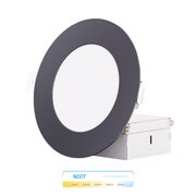 Infibrite 4 Inch Ultra-Thin Recessed LED Downlight, 9W 750LM, 5CCT Selectable, Black Trim, Wet Rated, Triac Dimmable, ETL, FCC, Energy Star, 24 Pack