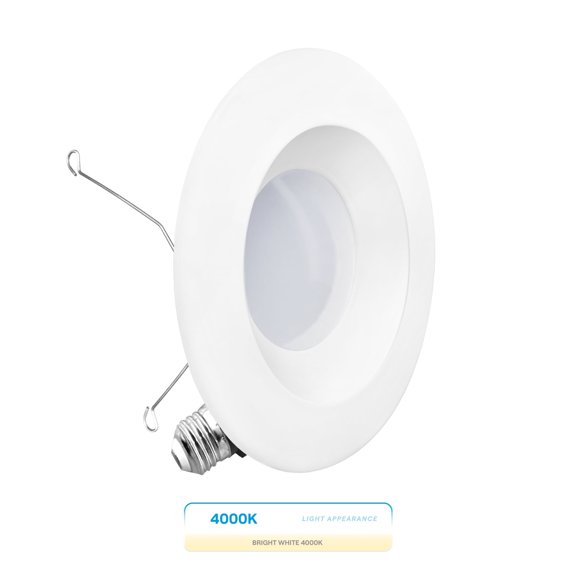 INFIBRITE 5 and 6 Inch 4000K Cool White 12W 1100LM Recessed Retrofit LED Sleek Series Downlight Kit (Includes E26 Connector), Dimmable, Wet Rated