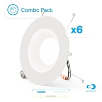 Infibrite Sleek Series 6” LED Light Fixture, Dimmable Ceiling Retrofit Recessed Lights, Daylight, 6 Pack