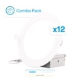 thumbnail image 1 of INFIBRITE 6 Inch 5000K Daylight 12W 1050LM Thin LED Ceiling Light Kit, Dimmable, Wet Rated (12 Pack), 1 of 12
