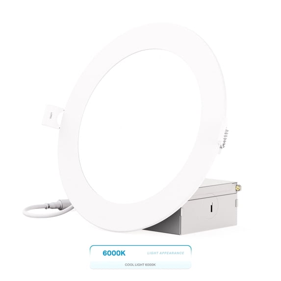 INFIBRITE 6 Inch 6000K Clear White 12W 1050LM Thin LED Ceiling Light Kit, Dimmable, Wet Rated