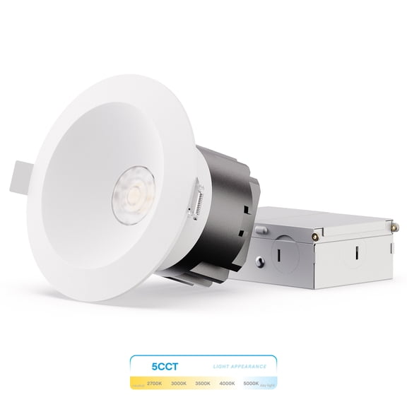 Infibrite 6 Inch Baffle Trim LED Downlight, 12W 1,200LM, 5CCT Selectable, White Trim, Wet Rated, Triac Dimmable, ETL, FCC, Energy Star, (6 Pack)