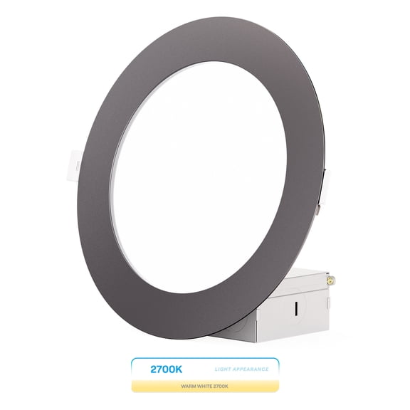 Infibrite 6 Inch Ultra-Thin Recessed LED Downlight, 12W 1,050LM, 2700K Soft White, Black Trim, Wet Rated, Triac Dimmable, ETL, FCC, Energy Star, (6 Pack)