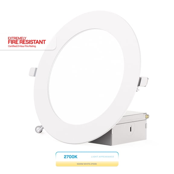 Infibrite 6 Inch Ultra-Thin Recessed LED Downlight, 12W 1,050LM, 2700K Soft White, White Trim, Fire Rated, Wet Rated, Triac Dimmable, ETL, FCC, Energy Star, (6 Pack)