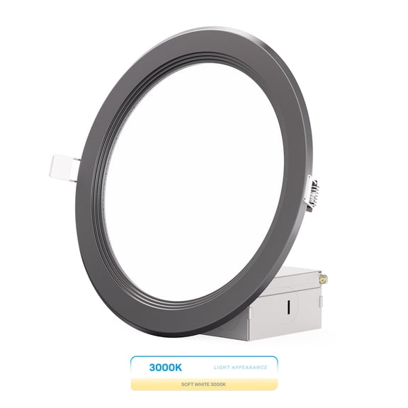 Infibrite 6 Inch Ultra-Thin Recessed LED Downlight, 12W 1,050LM, 3000K Warm White, Black Trim, Baffle Trim, Wet Rated, Triac Dimmable, ETL, FCC, Energy Star, (24 Pack)