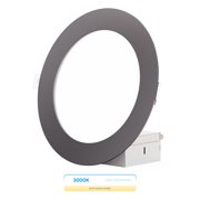 Infibrite 6 Inch Ultra-Thin Recessed LED Downlight, 12W 1,050LM, 3000K Warm White, Black Trim, Wet Rated, Triac Dimmable, ETL, FCC, Energy Star, 24 Pack
