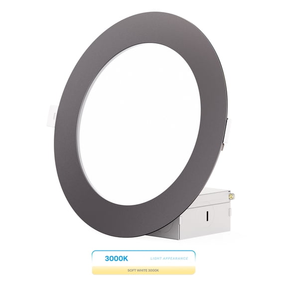 Infibrite 6 Inch Ultra-Thin Recessed LED Downlight, 12W 1,050LM, 3000K Warm White, Black Trim, Wet Rated, Triac Dimmable, ETL, FCC, Energy Star, (24 Pack)
