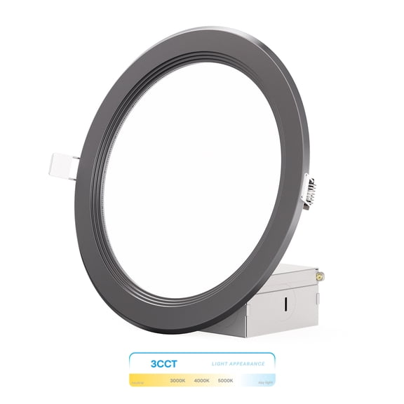 Infibrite 6 Inch Ultra-Thin Recessed LED Downlight, 12W 1,050LM, 3CCT Selectable, Black Trim, Baffle Trim, Wet Rated, Triac Dimmable, ETL, FCC, Energy Star, (12 Pack)