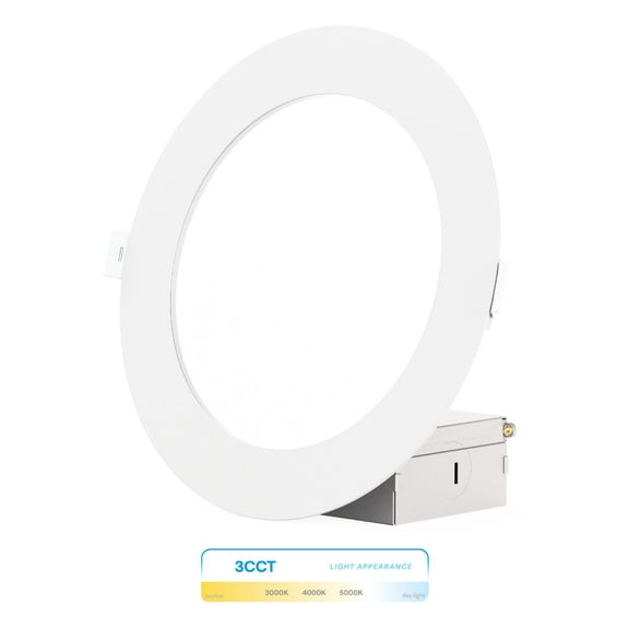 Infibrite 6 Inch Ultra-Thin Recessed LED Downlight, 12W 1,050LM, 3CCT Selectable, White Trim, Wet Rated, Triac Dimmable, ETL, FCC, Energy Star, (6 Pack)
