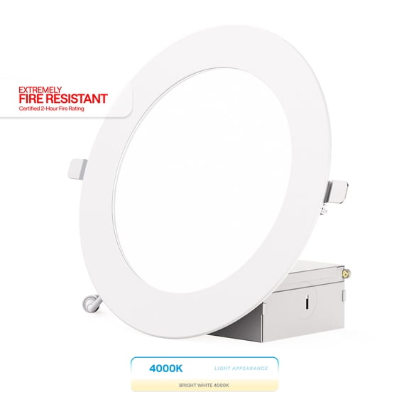 Infibrite 6 Inch Ultra-Thin Recessed LED Downlight, 12W 1,050LM, 4000K Cool White, White Trim, Fire Rated, Wet Rated, Triac Dimmable, ETL, FCC, Energy Star, (12 Pack)