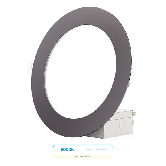 Infibrite 6 Inch Ultra-Thin Recessed LED Downlight, 12W 1,050LM, 5000K Daylight, Black Trim, Wet Rated, Triac Dimmable, ETL, FCC, Energy Star, (12 Pack)