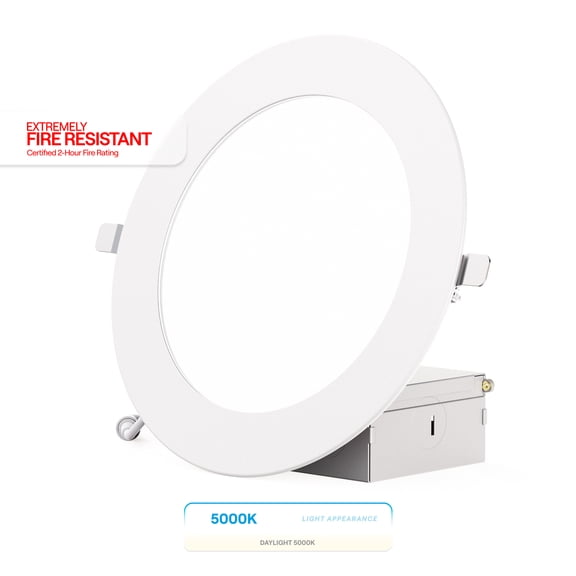Infibrite 6 Inch Ultra-Thin Recessed LED Downlight, 12W 1,050LM, 5000K Daylight, White Trim, Fire Rated, Wet Rated, Triac Dimmable, ETL, FCC, Energy Star, (6 Pack)