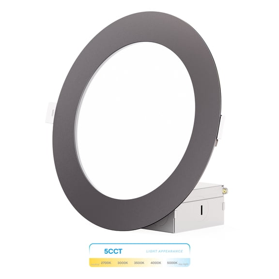 Infibrite 6 Inch Ultra-Thin Recessed LED Downlight, 12W 1,050LM, 5CCT Selectable, Black Trim, Wet Rated, Triac Dimmable, ETL, FCC, Energy Star, (24 Pack)