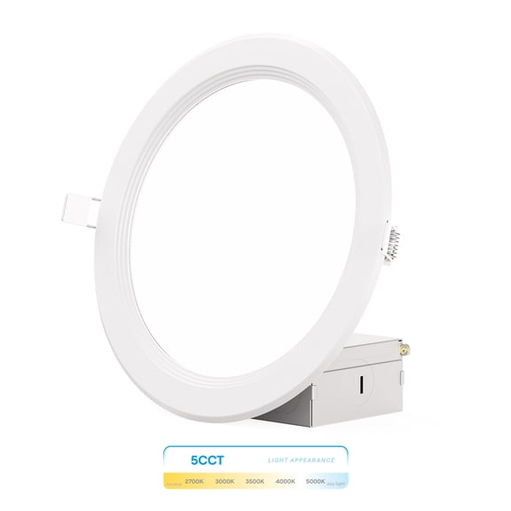 Infibrite 6 Inch Ultra-Thin Recessed LED Downlight, 12W 1,050LM, 5CCT Selectable, White Trim, Baffle Trim, Wet Rated, Triac Dimmable, ETL, FCC, Energy Star, (24 Pack)