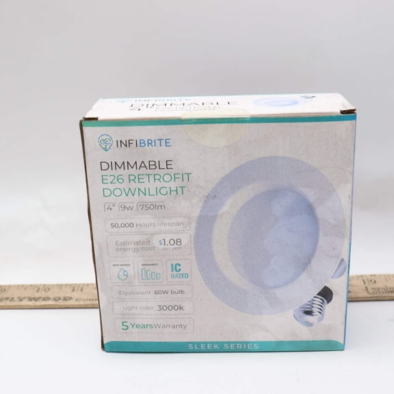 Infibrite Recessed Retrofit LED Sleek Series Downlight Kit 9W 750LM 3000K 4"