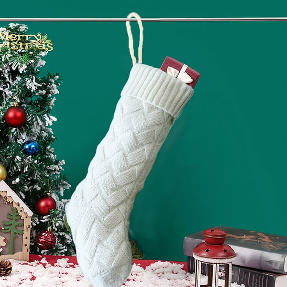 Infidev 18-Inch Knitted Christmas Stocking in Green, Cotton Fabric with Double-Sided Pattern for Holiday Decoration and Gifting,Nightmare Before Christmas Decor