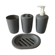 Infidev 4 Piece Bathroom Accessory Set with Soap Dispenser Pump Toothbrush Tumbler and Soap Dish