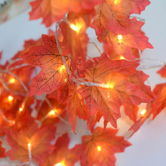 Infidev Autumn Maple Leaf Garland, LED Battery Operated String Lights, Indoor, Outdoor Thanksgiving Decoration for Home, Bathroom, Office, Garden and More
