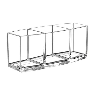 Infidev Clear Makeup Brush Organizer 3 Slot Holder for Brushes, Lip/Eye Liners, Cosmetics, Multi-Purpose Vanity Storage for Accessories, Jewelry, Nail Polish, Stylish Display Stand