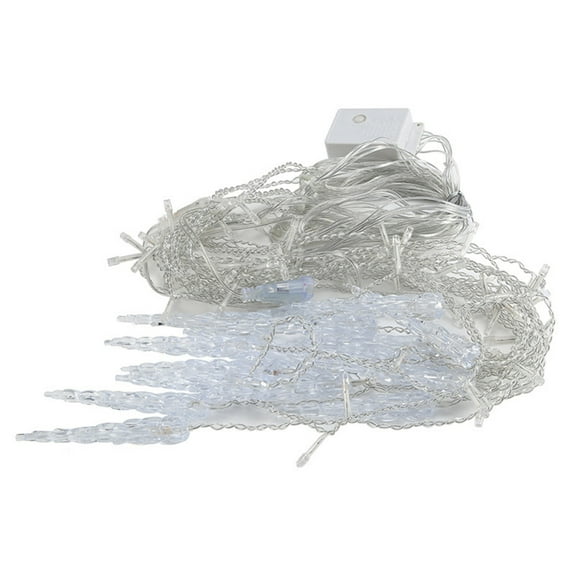 Infidev LED Icicle Lights Curtain with Eight Function Controller, White, Indoor Outdoor Christmas Decorative Lights, 11.5 Feet