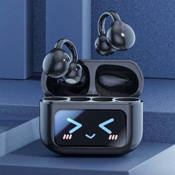 Infidev Clip on Earbuds Open Ear Wireless Bluetooth 5.4 Headphones with Mic,12H Play,Noise Cancelling,Waterproof,Sports Ear Buds,Comfortable for Small Ears & Glasses Wearers,Workouts (Black)