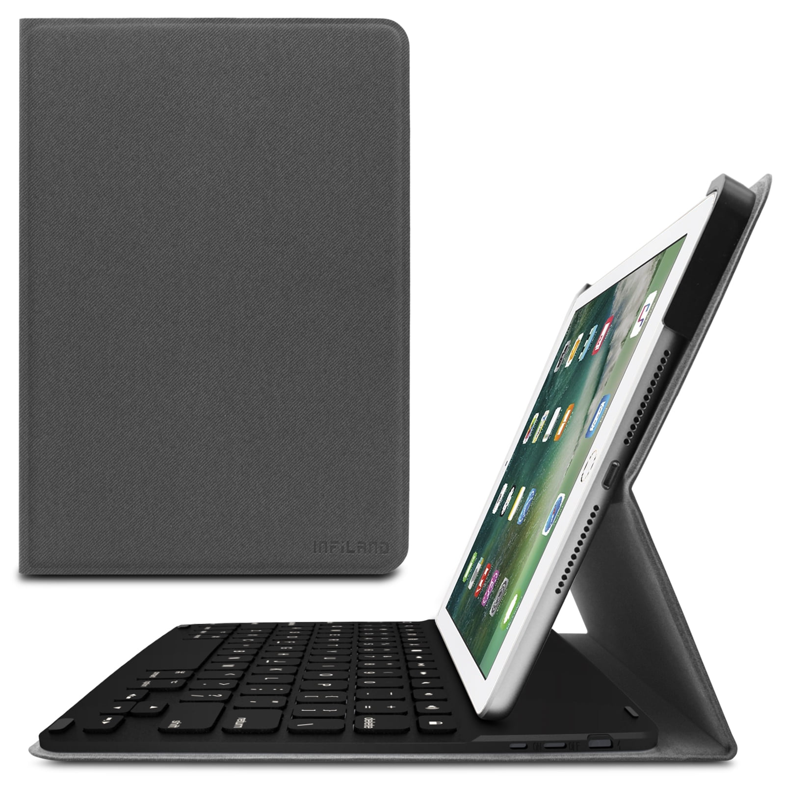Infiland Smart Cover Case with Bluetooth Keyboard for Apple iPad 9.7