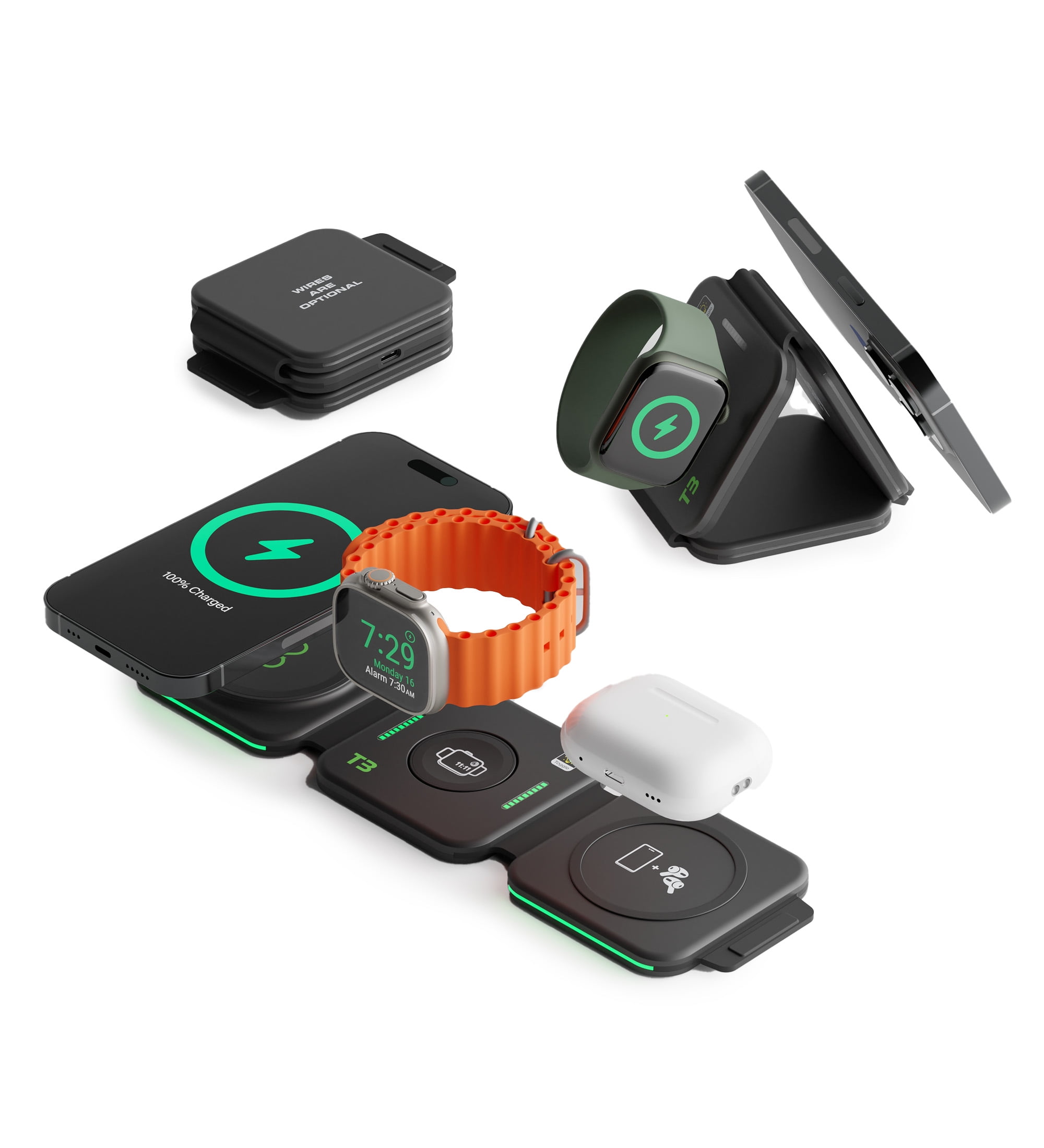 InfinaCore T3 Black: The Ultimate 3-in-1 Wireless Charging Pad