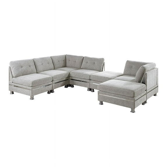 Infini Furnishings 7-piece 132"x96" Blended Chenille Modular Sectional in Gray