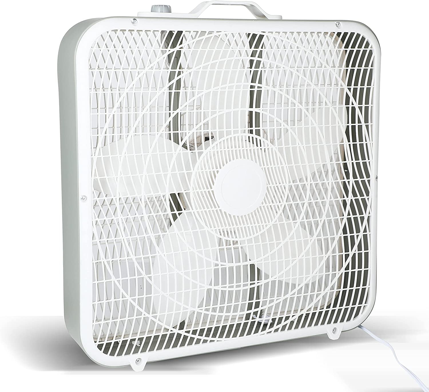 White 20" Box Floor Fan with 3-Speed Control and Safety Grill