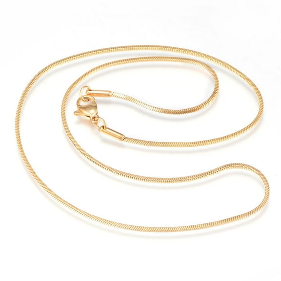 Infinique Creations - 18K Gold Plated Stainless Steel Round Snake Chain Necklace Men Women 1mm-3mm