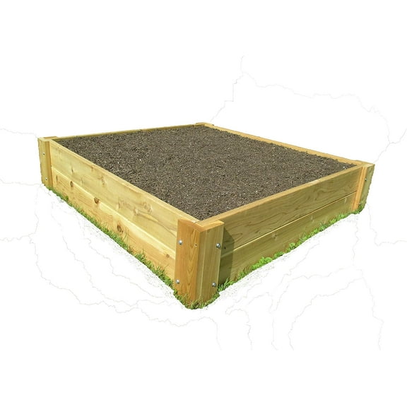 Infinite Cedar Premium Cedar Raised Garden Bed - 1" Thick Wood (4' x 4' x 11" H)