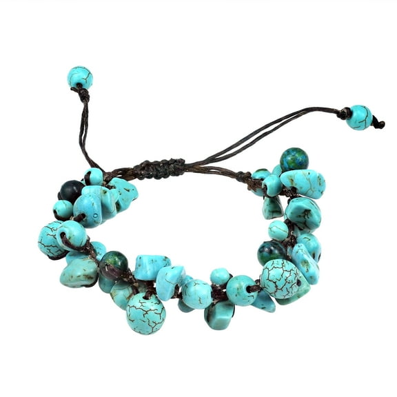 Infinite Clusters Turquoise-Malachite Stone Cotton Rope Bracelet