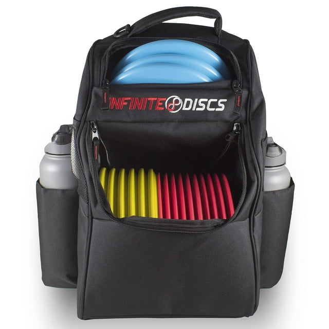 Infinite Discs Huck Pack Lightweight Disc Golf Bag 18+ Disc Capacity (Black)