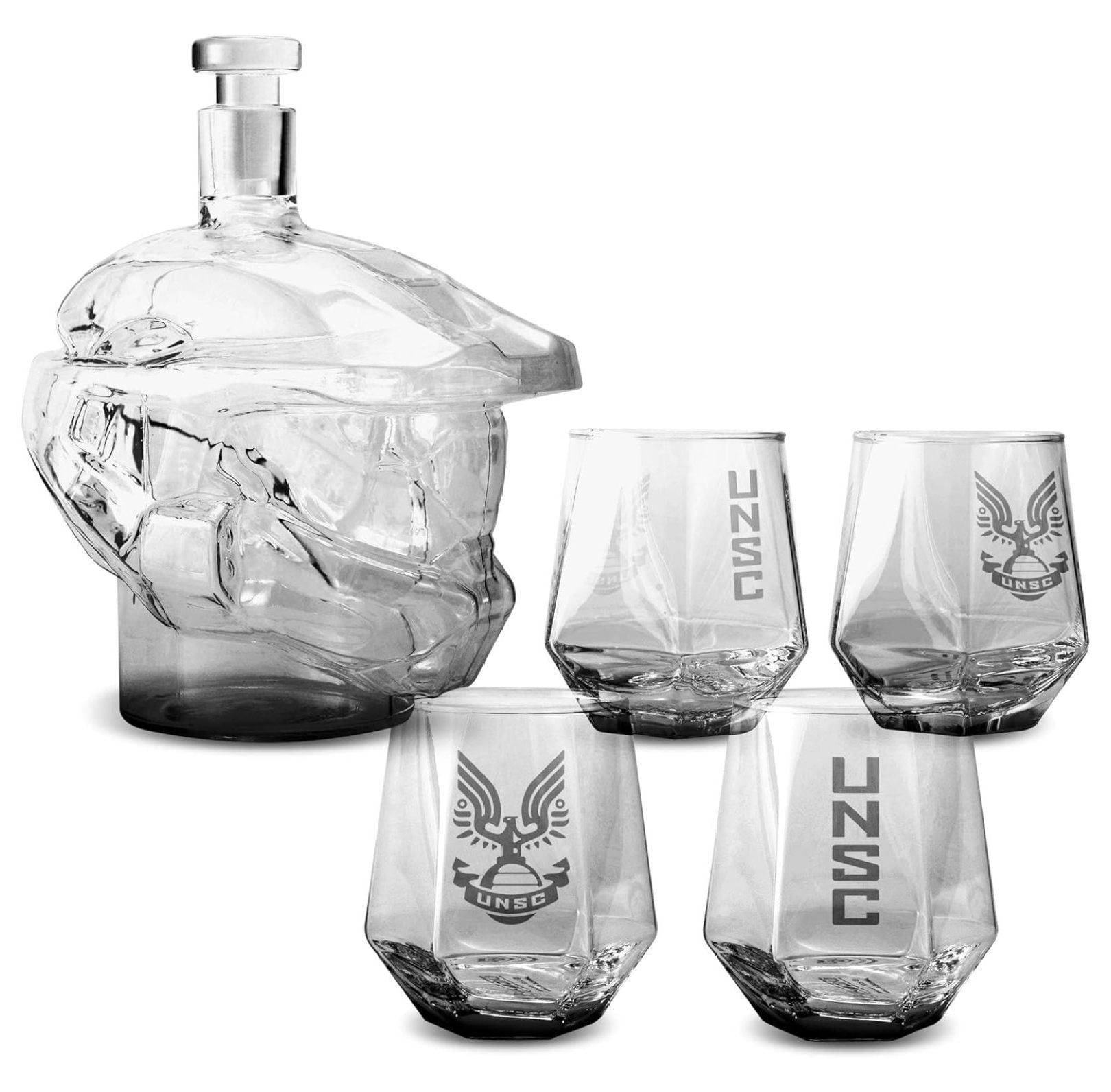 Halo Master Chief Helmet Glass Whiskey Decanter Set with Glasses