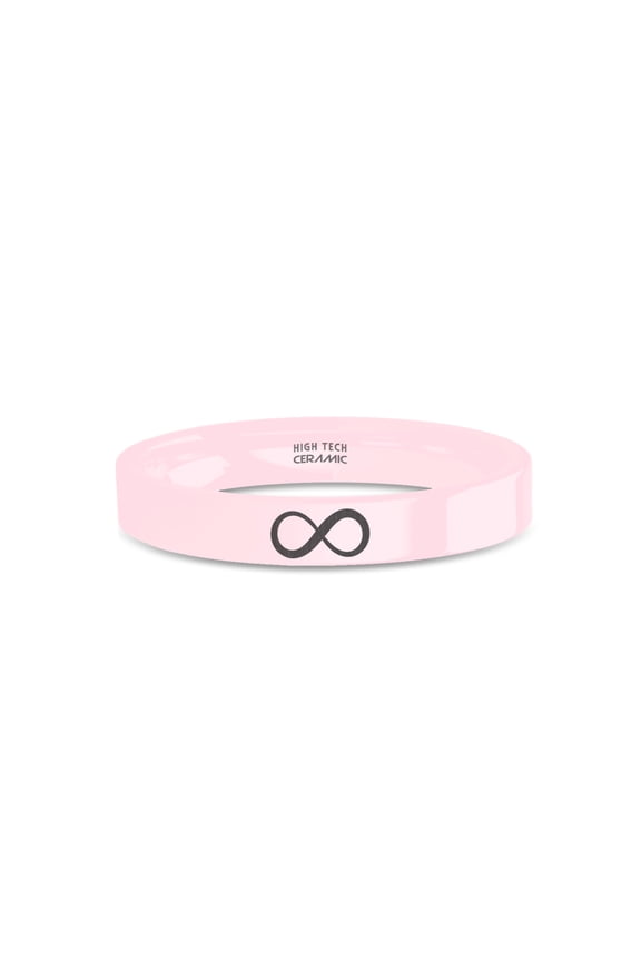 Infinite Math Symbol Laser Engraved Pink Ceramic Wedding Ring, 4mm, Size 7.5