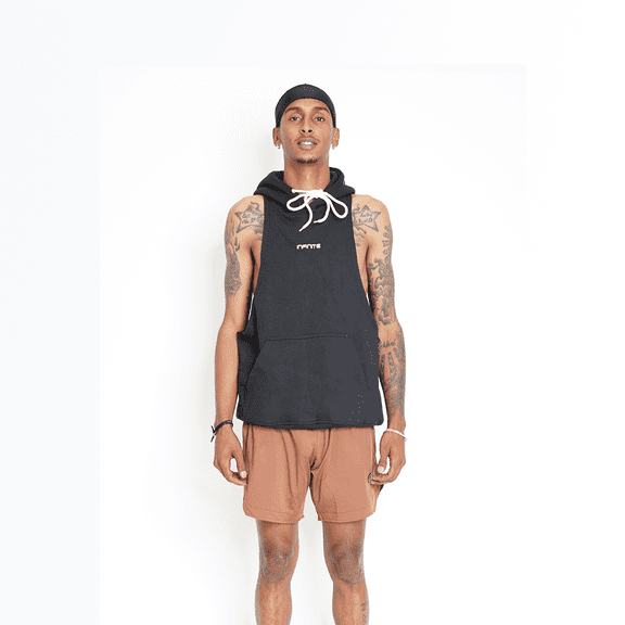 Infinite Men’s Sleeveless Black Hoodie Top